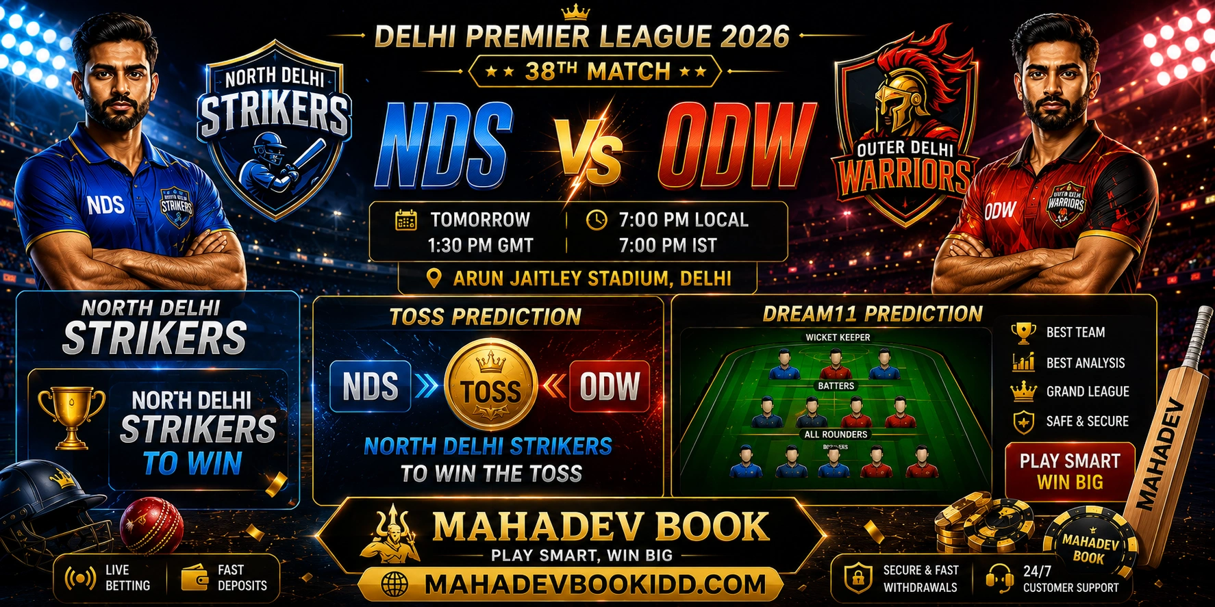 NDS vs ODW 38th Match prediction Delhi Premier League 2026