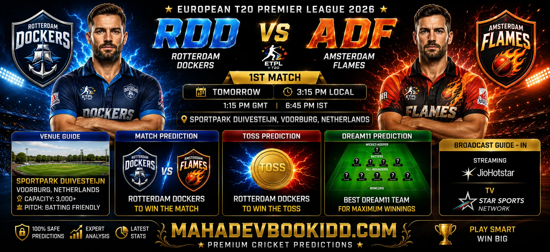 RDD vs ADF 1st Match prediction European T20 Premier League 2026