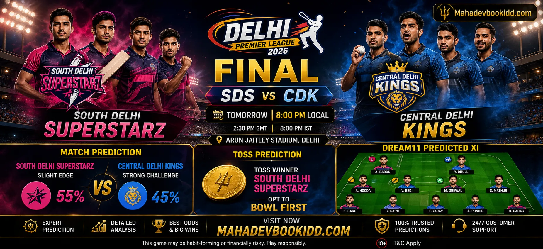 SDS vs CDK Final Delhi Premier League 2026