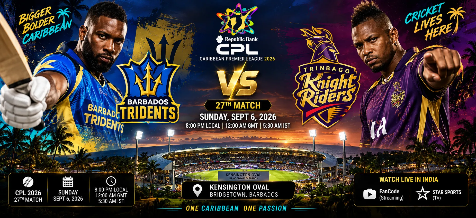 Barbados Tridents vs Trinbago Knight Riders CPL 2026 Match Preview