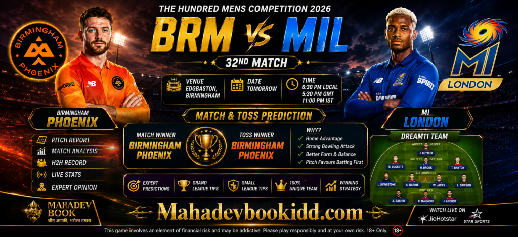 BRM vs MIL 32nd Match 2026