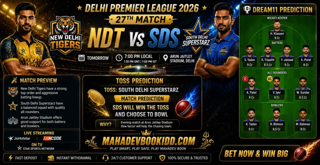 NDT vs SDS 27th Match 2026