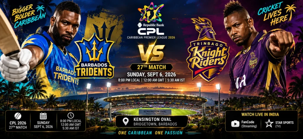 Barbados Tridents vs Trinbago Knight Riders Dream11 Prediction