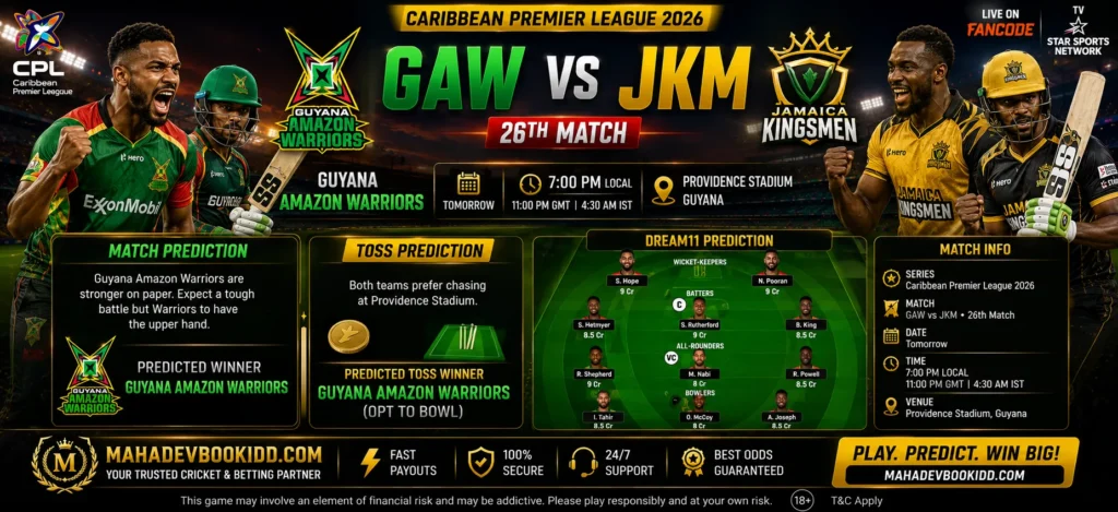 GAW vs JKM 26th Match Prediction
