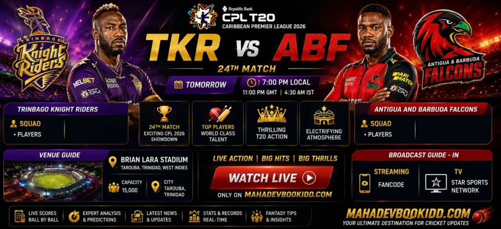 TKR vs ABF 24th Match 2026